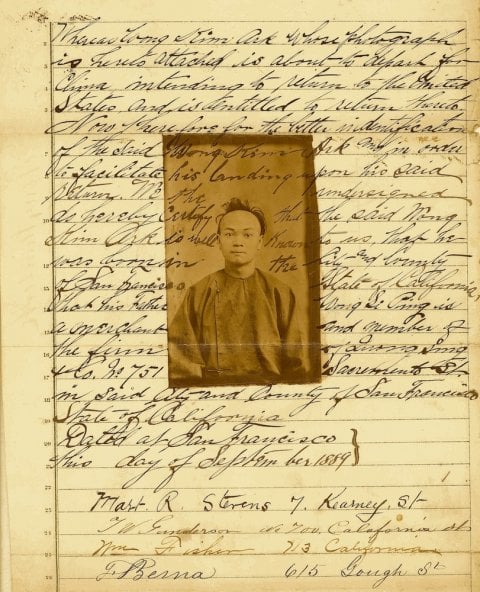 Chinese Exclusion Act affidavit