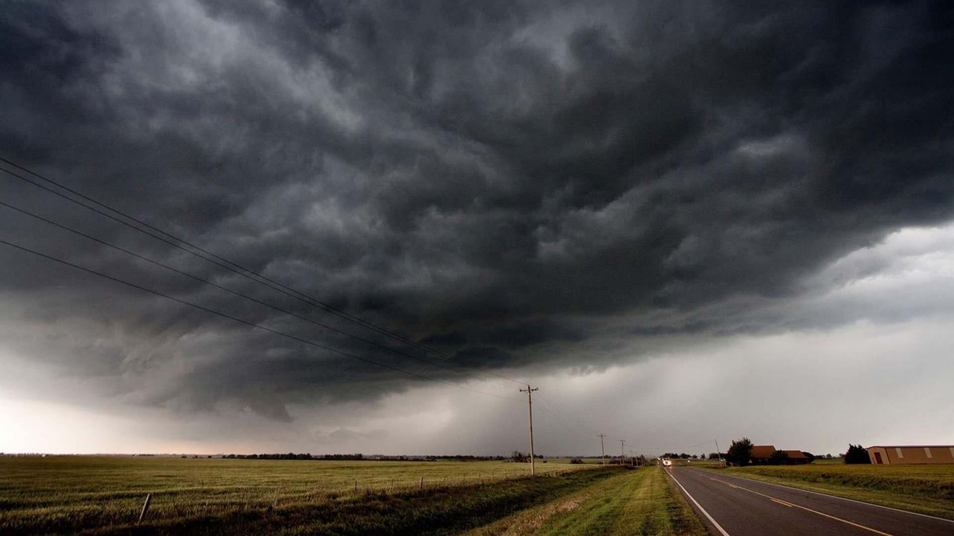 A tornado threatening the break over the plains.